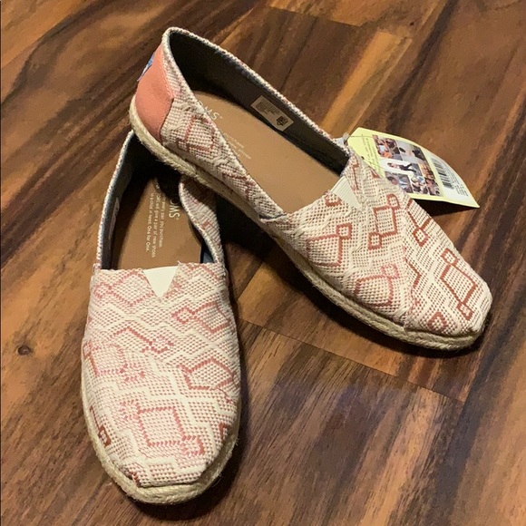 Toms Clay Diamond Jacquard Rope Sole Flats - Picture 1 of 6